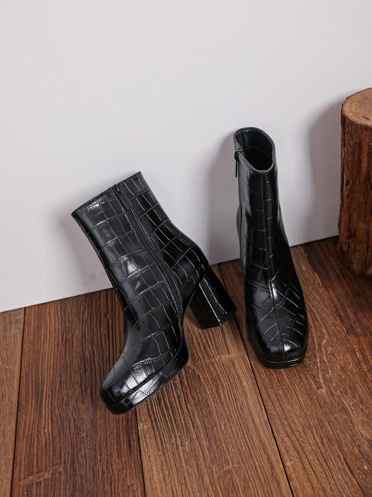 Bottines Croco - NOIR