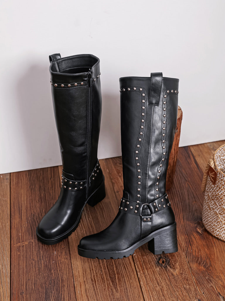 Bottes clous métalliques - NOIR