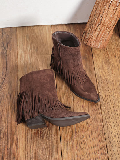 Bottines Ortance franges - MARRON