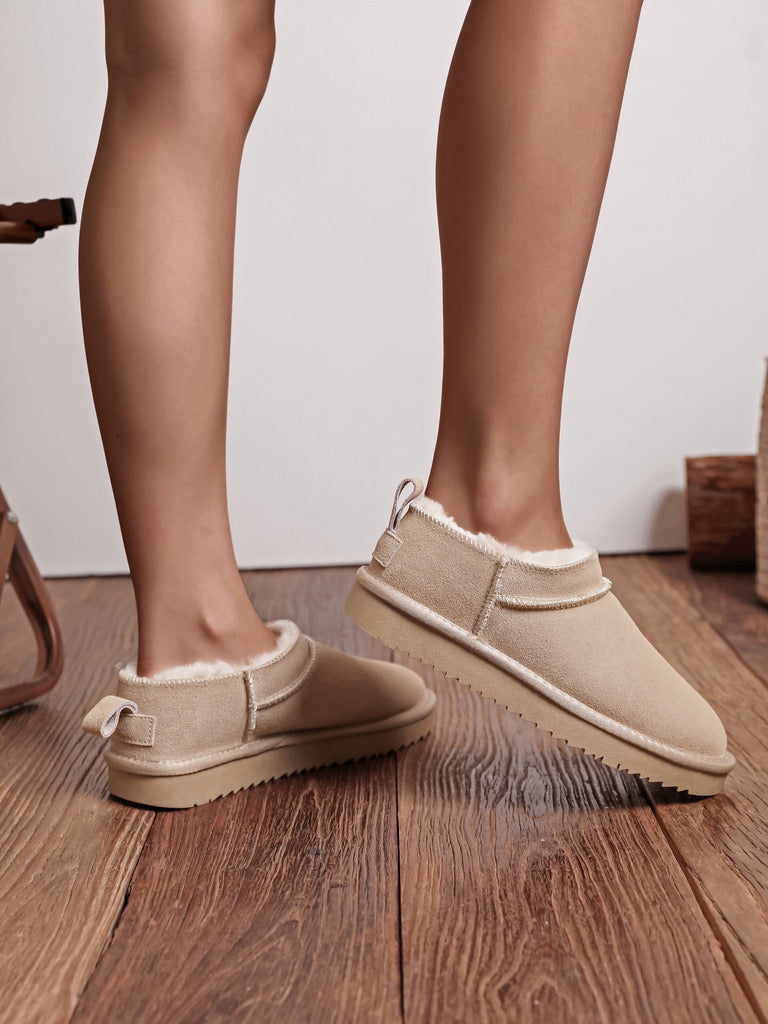 Bottes cuir micro - BEIGE